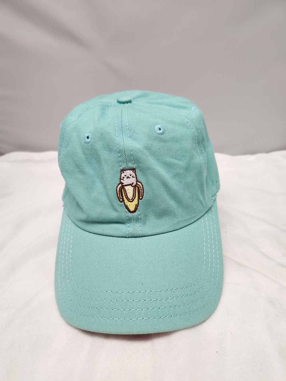 Mint Teal Cap with Bananya Cat Embroidery